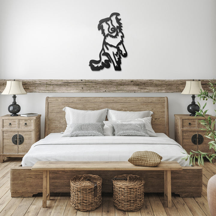 Australian Shepherd Line Art - Metal Wall Sign