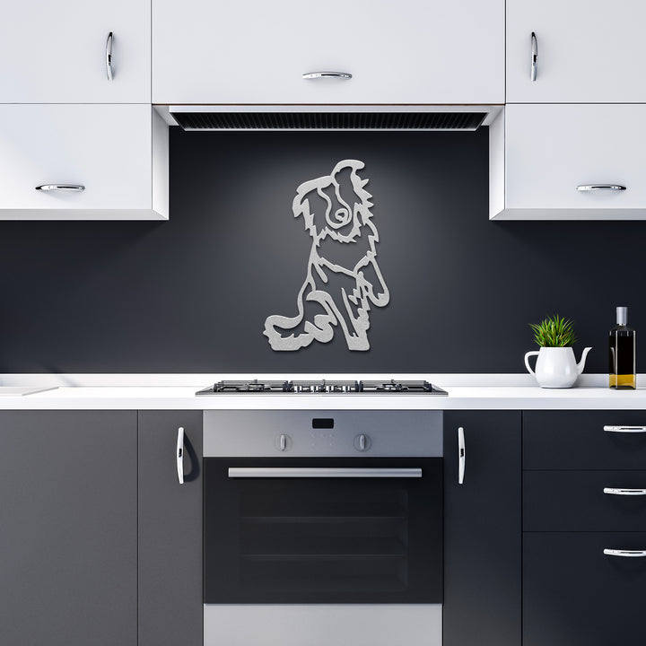 Australian Shepherd Line Art - Metal Wall Sign