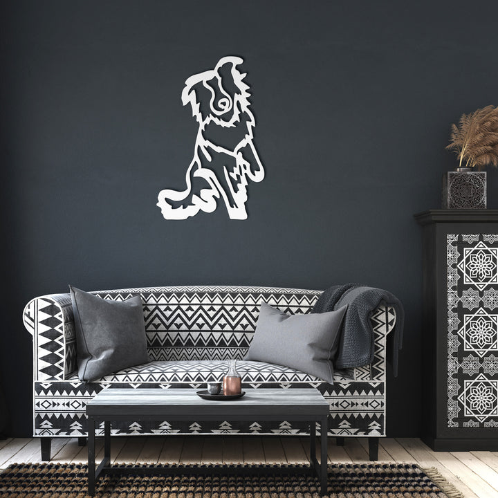 Australian Shepherd Line Art - Metal Wall Sign