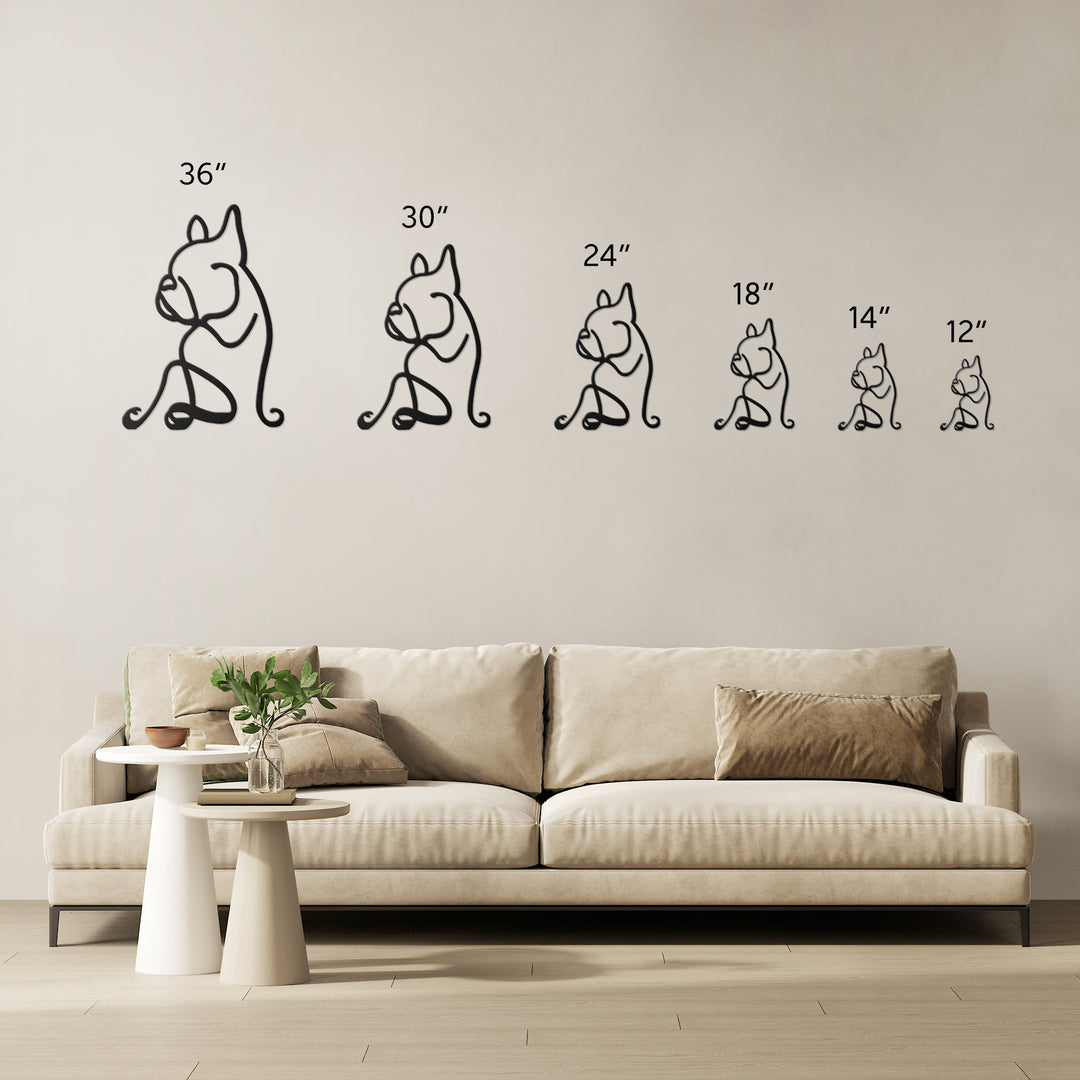 Bull Dog Line Art - Metal Wall Sign