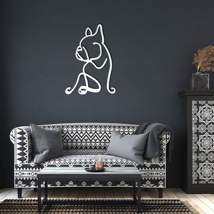 Bull Dog Line Art - Metal Wall Sign