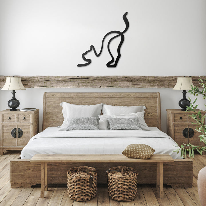 Cat Line Art - Metal Wall Sign