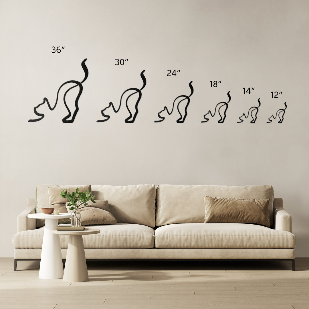 Cat Line Art - Metal Wall Sign