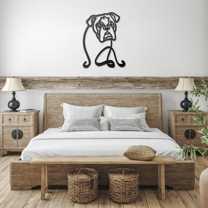 English Bulldog Line Art - Metal Wall Sign