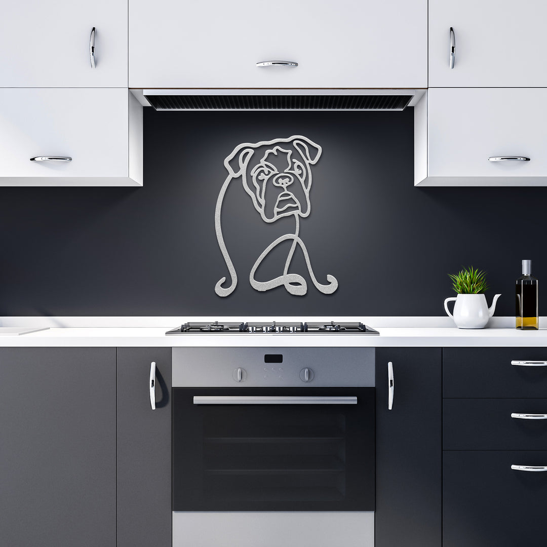 English Bulldog Line Art - Metal Wall Sign