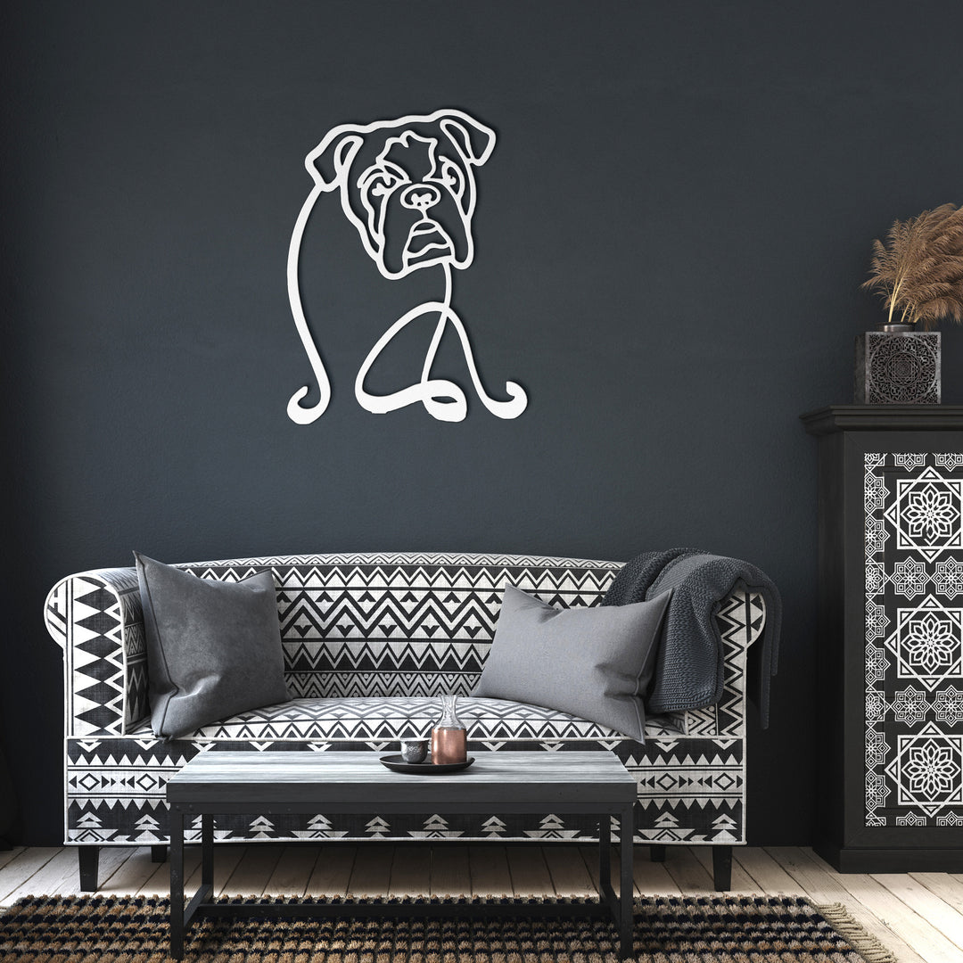 English Bulldog Line Art - Metal Wall Sign