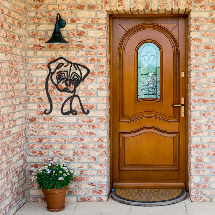 Pug Line Art - Metal Wall Sign