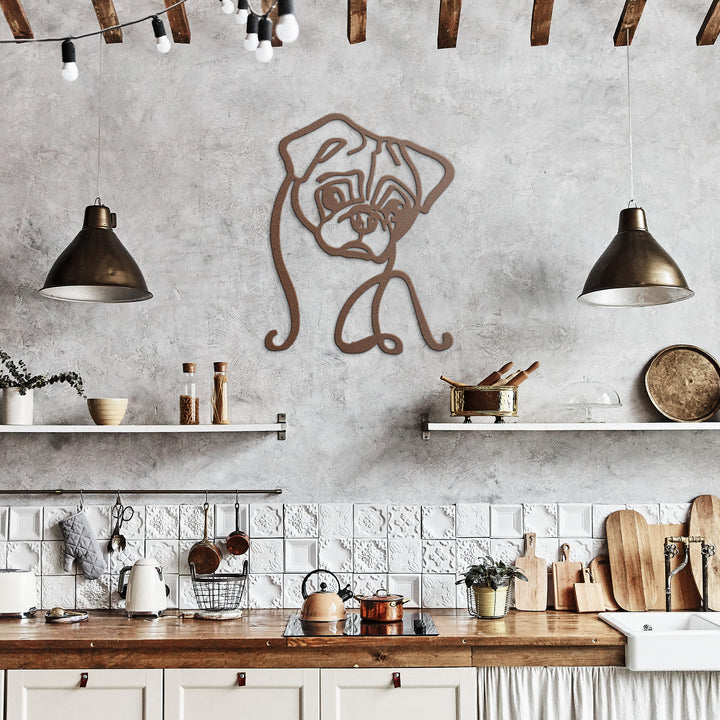 Pug Line Art - Metal Wall Sign