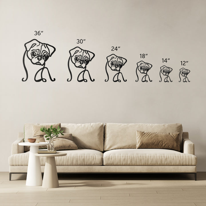Pug Line Art - Metal Wall Sign