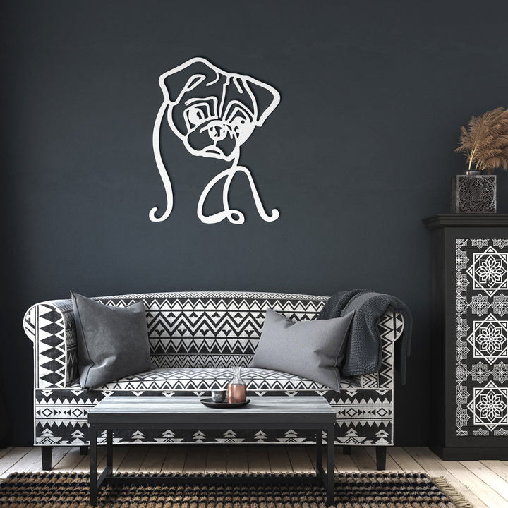 Pug Line Art - Metal Wall Sign