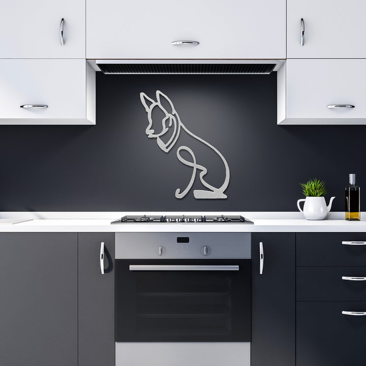 Shetland Sheepdog Line Art - Metal Wall Sign