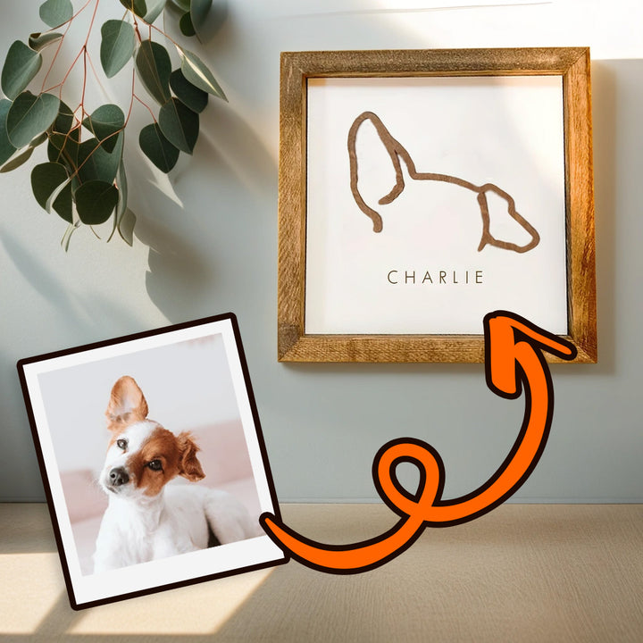 Dog and Cat - Personalized Wooden Ears Artwork