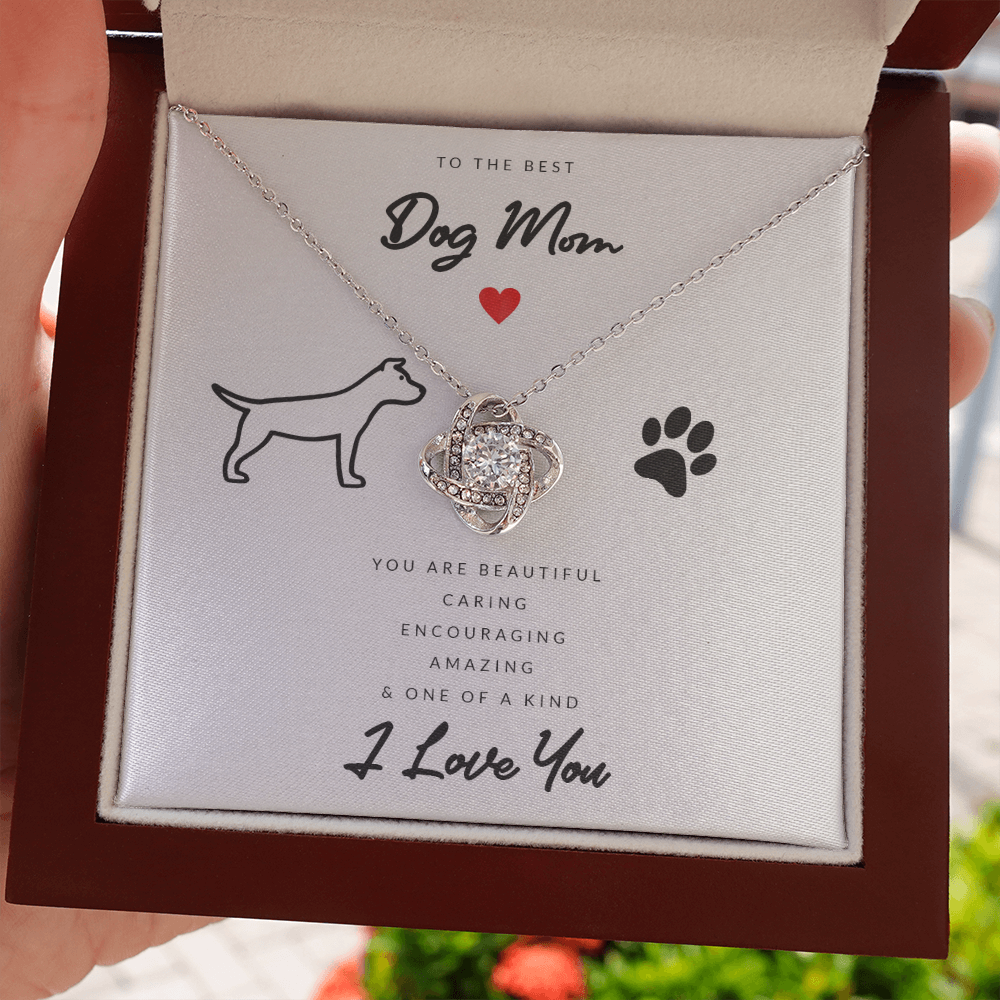 Dog Mom Gift (American Bulldog) - Love Knot Necklace
