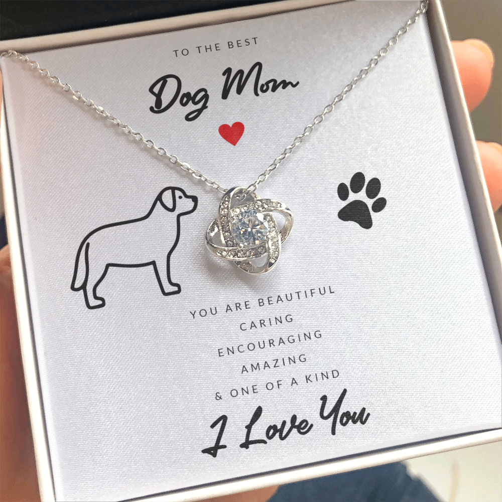 Dog Mom Gift (Australian Shepherd) - Love Knot Necklace