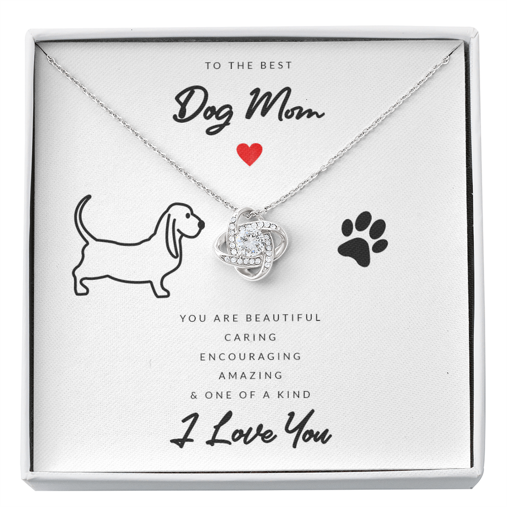 Dog Mom Gift (Basset Hound) - Love Knot Necklace