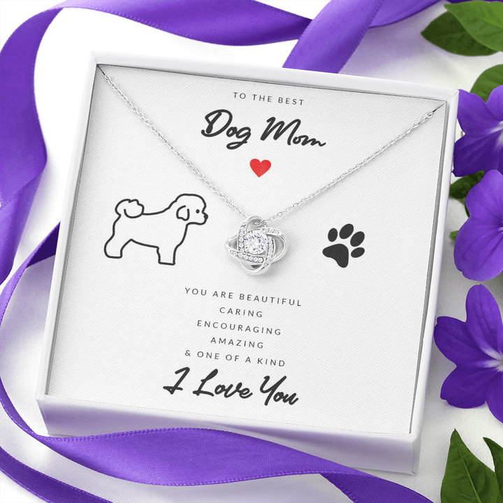 Dog Mom Gift (Bichon Frise) - Love Knot Necklace