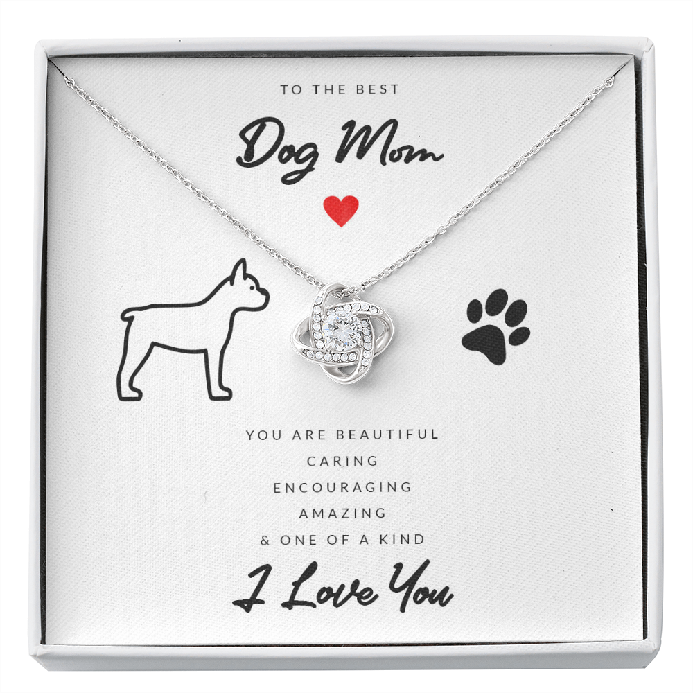 Dog Mom Gift (Boston Terrier) - Love Knot Necklace
