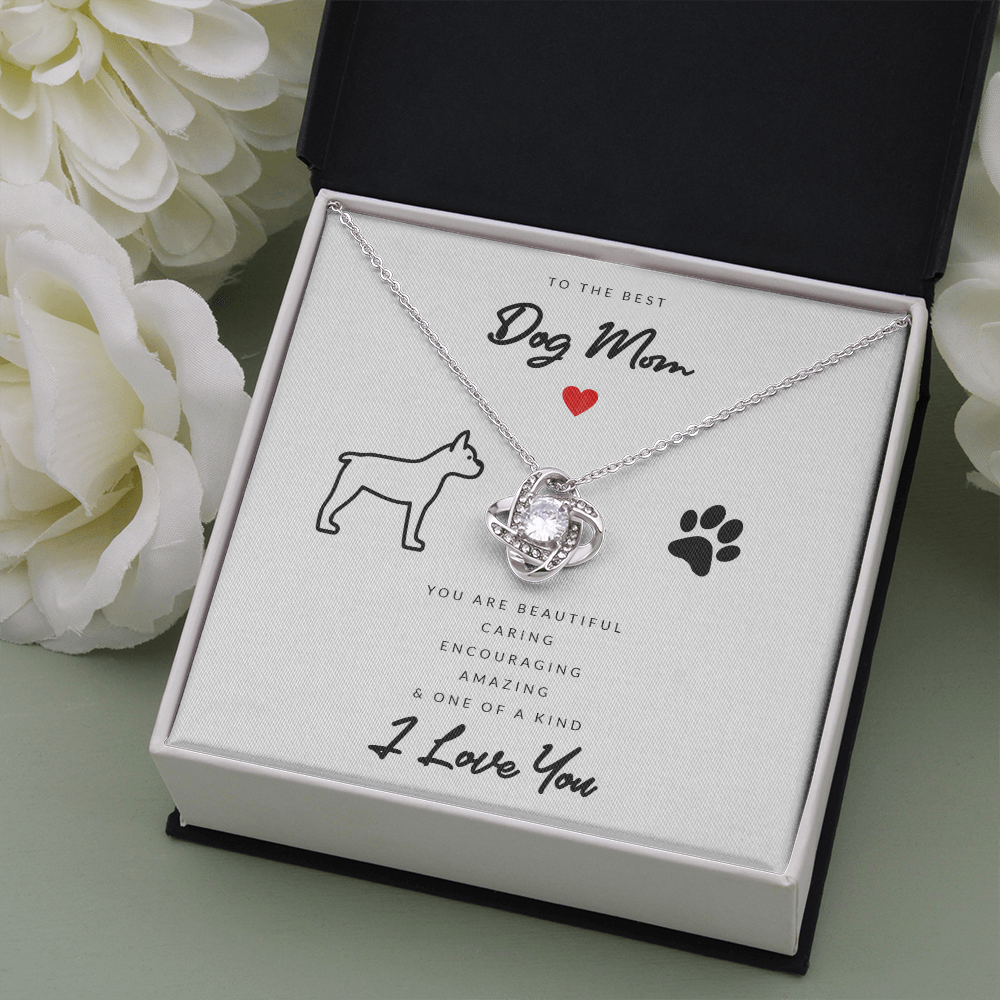 Dog Mom Gift (Boxer) - Love Knot Necklace