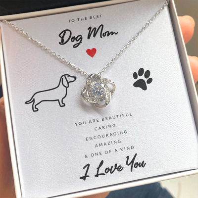 Dog Mom Gift (Dachshund) - Love Knot Necklace