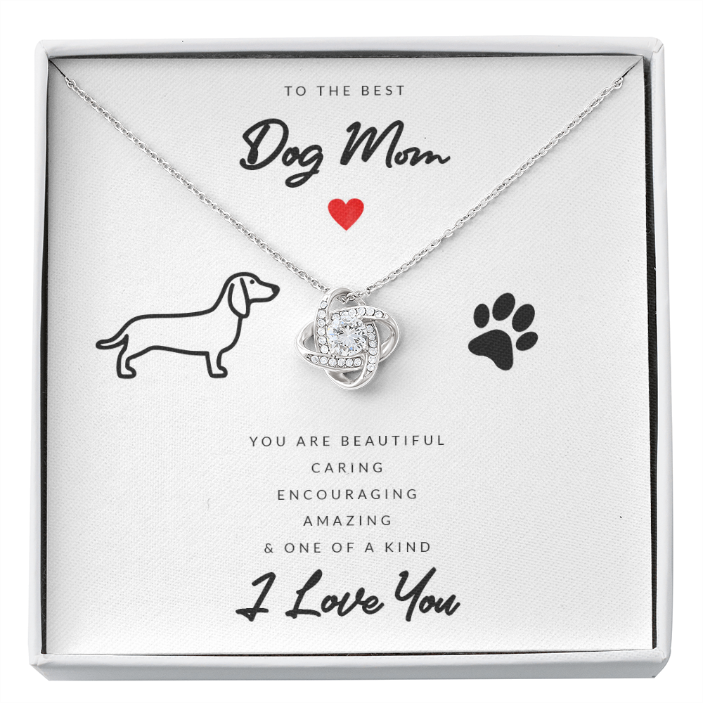 Dog Mom Gift (Dachshund) - Love Knot Necklace