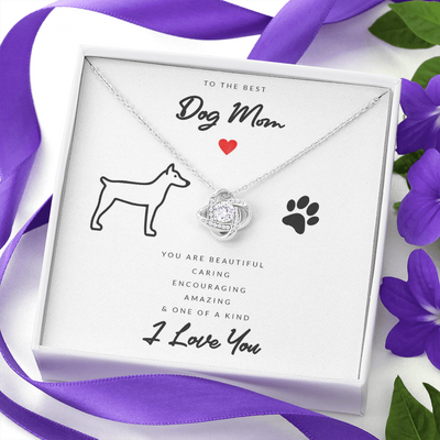 Dog Mom Gift (Doberman) - Love Knot Necklace