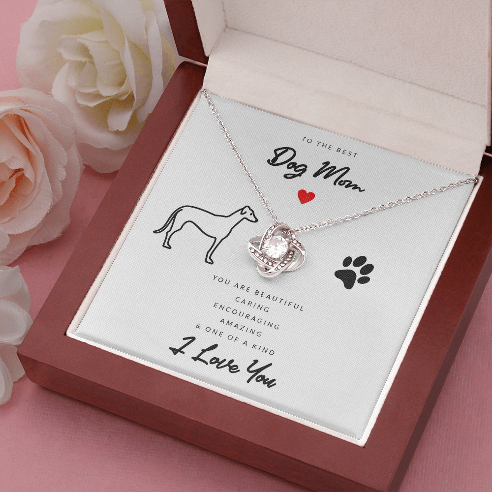 Dog Mom Gift (Greyhound) - Love Knot Necklace