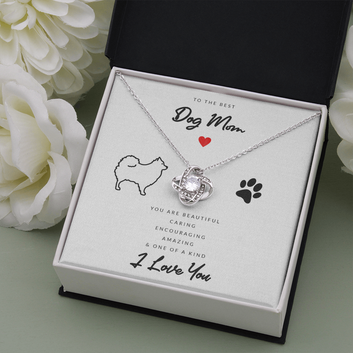 Dog Mom Gift (Pomeranian) - Love Knot Necklace