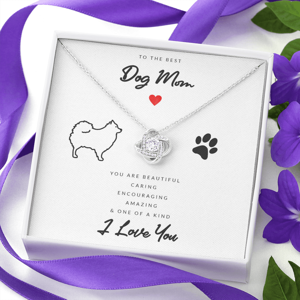 Dog Mom Gift (Pomeranian) - Love Knot Necklace