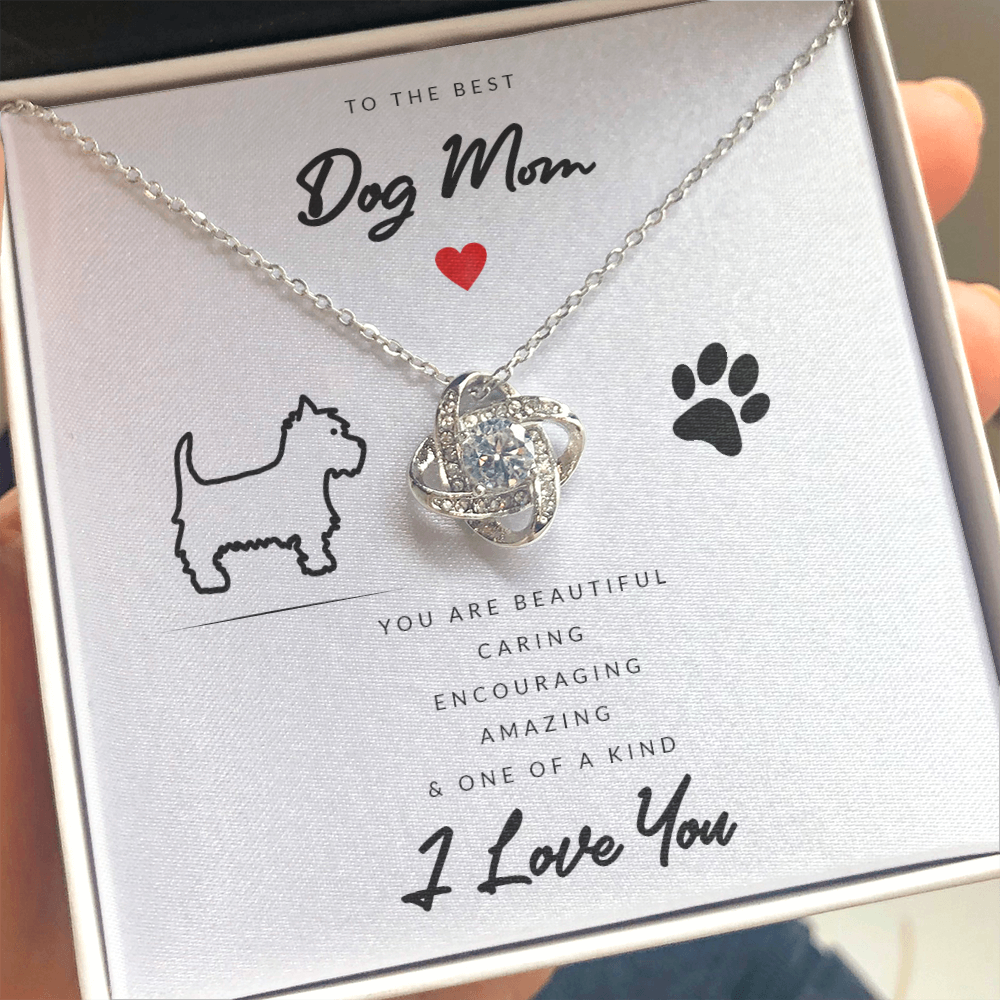 Dog Mom Gift (Westie) - Love Knot Necklace